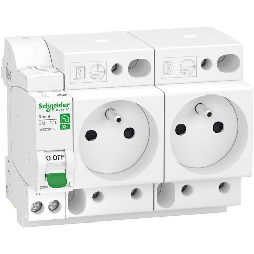 Combiné disjoncteur 16A et 2 prises de courant Resi9 XE Schneider Electric